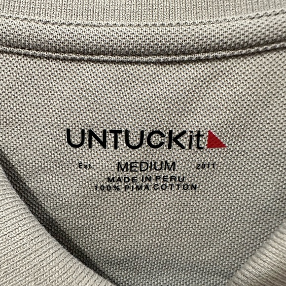 NWOT - UNTUCKit - Pique Long-Sleeve Polo - Gray - Men’s M - Picture 3 of 5